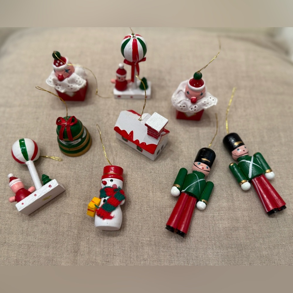Set of 9 Vintage European Christmas Decorations